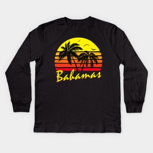 Bahamas Retro Sunset Kids Long Sleeve T-Shirt